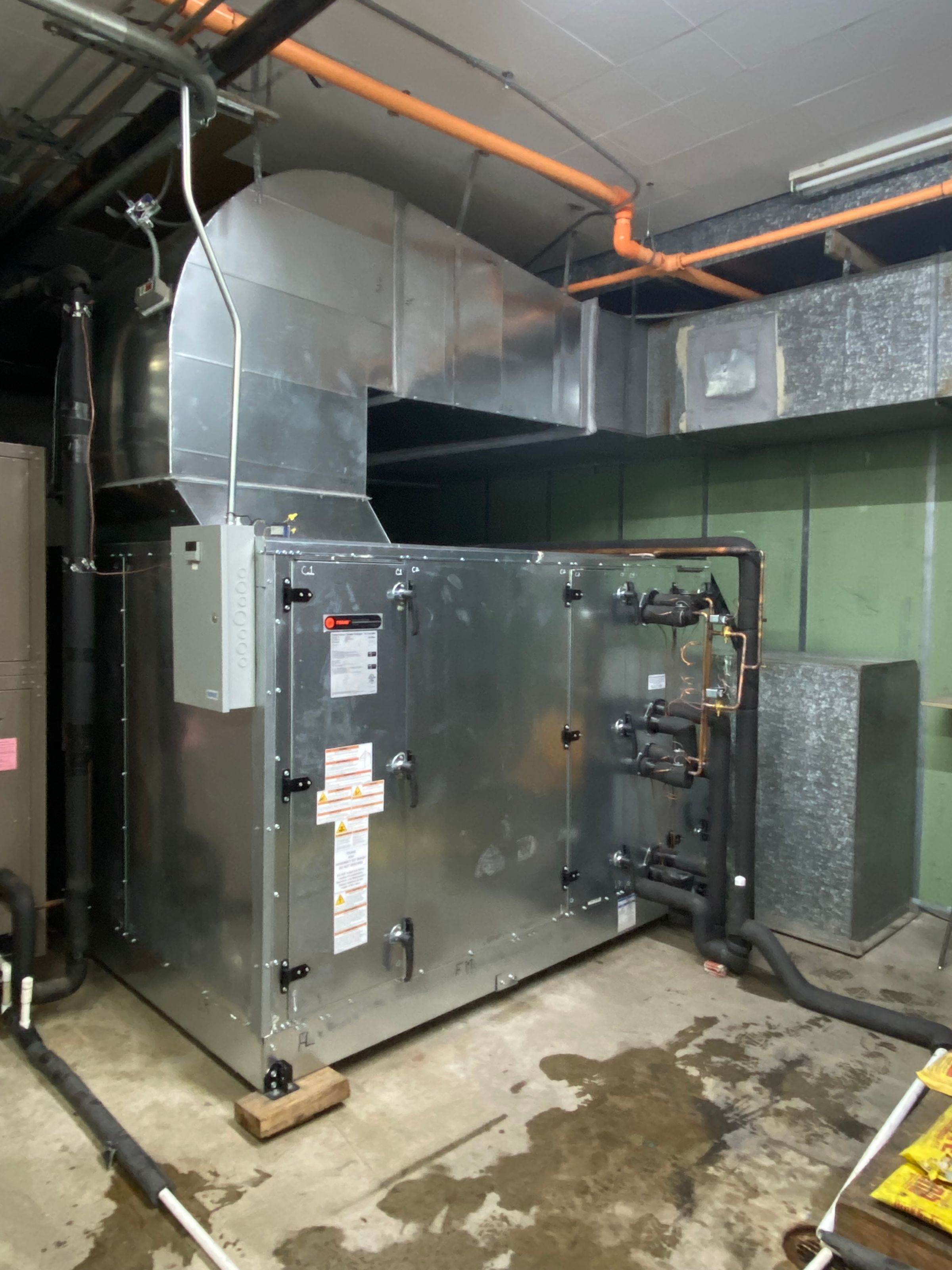 Indoor HVAC equipment and ductwork